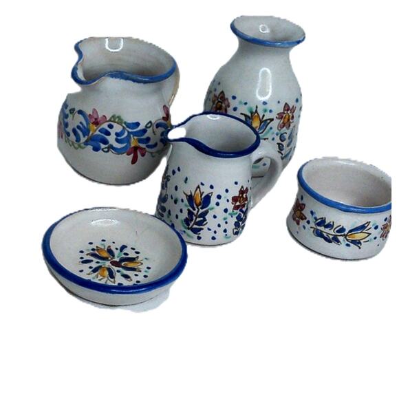 Vintage Berkshire Pottery Pitcher Jug Bowls Assorted SET OF 5 - Picture 1 of 8